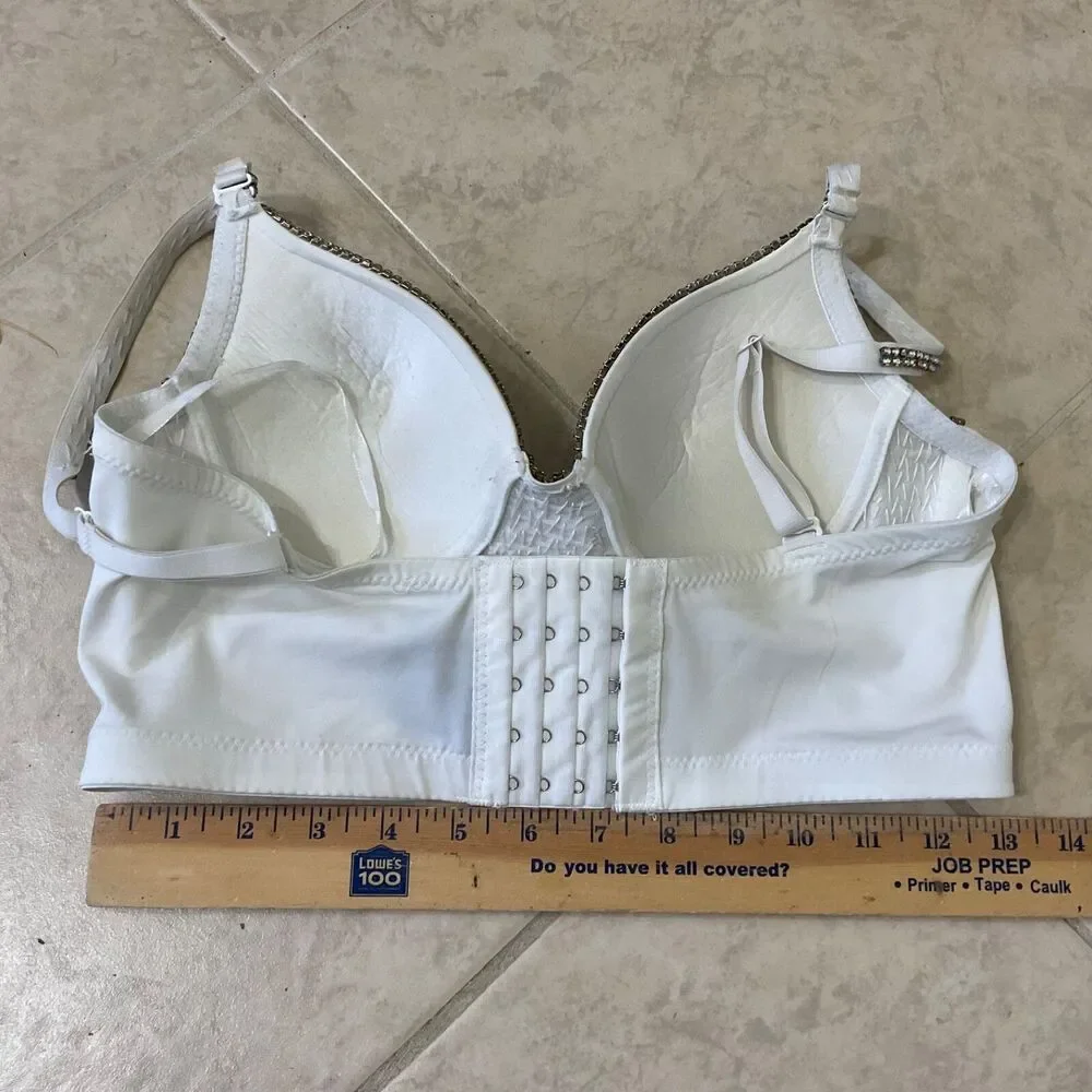 Windsor Women’s S Jeweled Rhinestone Embellished Bustier White Silver TLC *